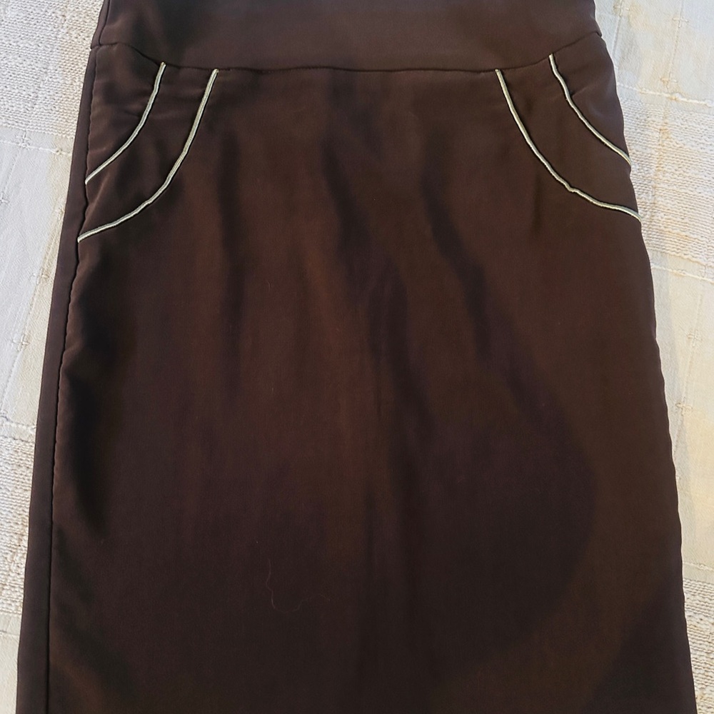 Elegant Chocolate Brown Pencil Skirt